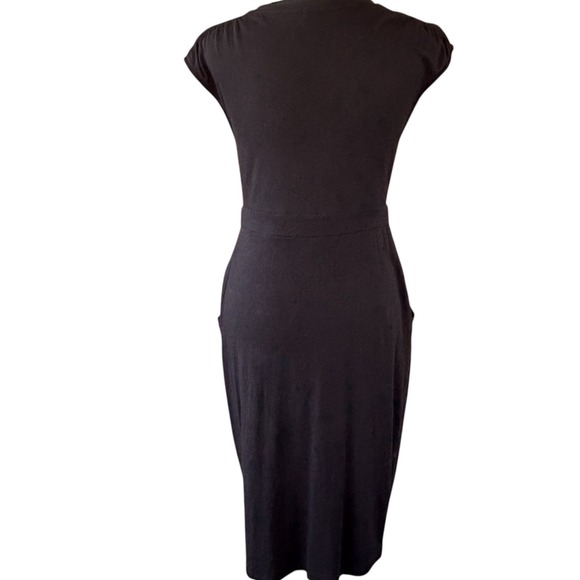 Boden Black Sleeveless Pleated Waist Neckline Jersey Dress Pockets Womens 4L - Picture 4 of 7